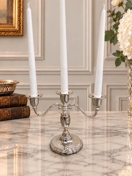 Candelabros 3 velas Plata Classic - alt. 20 cm