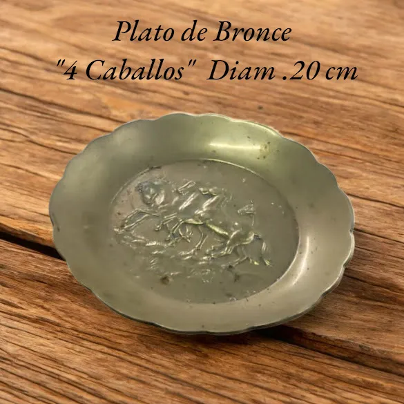 PLATO DE BRONCE "4 CABALLOS "  DIAM. 20 CM