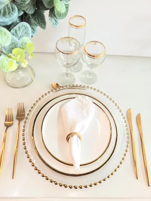 PLATO ENTRADA  PREMIUM BLANCO BORDE ORO  "ME1" - 20.5 cm