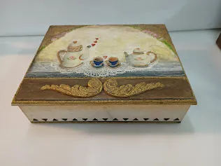 CAJA DE TE  "TETERAS"  12 DIVISIONES -   32 X 26 X 8 CM ALTO