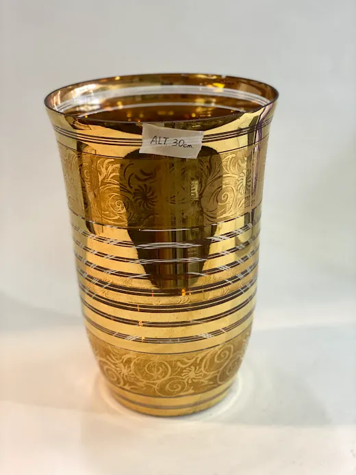 FLORERO CRISTAL DORADO  ALT 30 CM   (FC020)