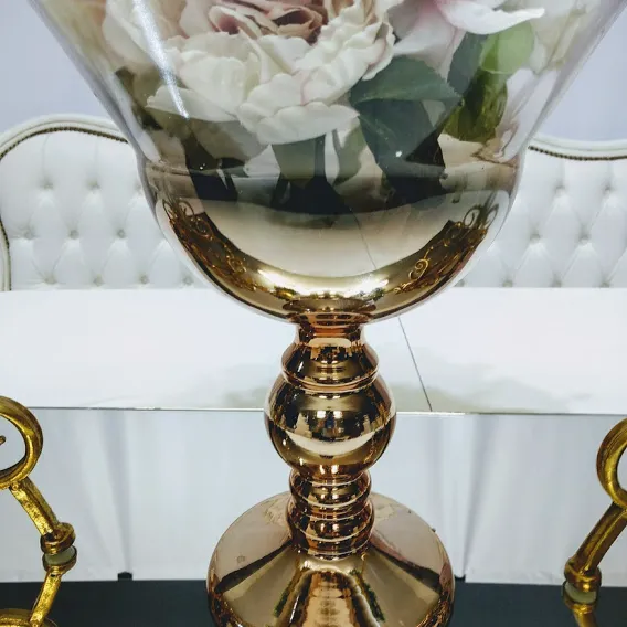 Gran Copón Cristal Oro Cobre Alt 36 cm boca diam  30cm  (BO006) 