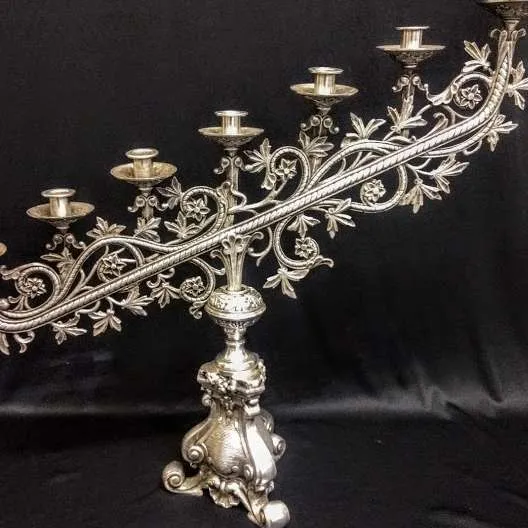 CANDELABRO BARROCO 7 BRAZOS   PLATA ANTIQUE ancho 0.70 alto 0.60