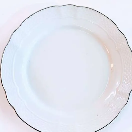 PLATO PRINCIPAL  PORCELANA  VERBANO RELIEVE  BORDE PLATA  24 CM 