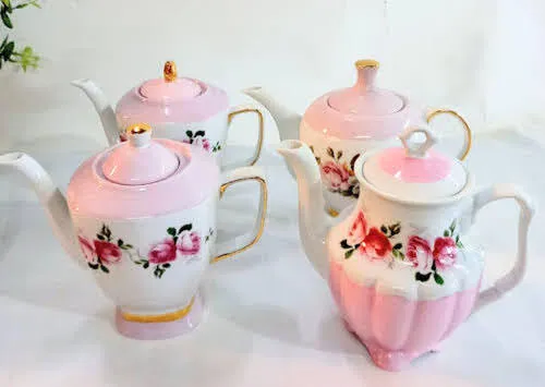TETERA  PORCELANA VINTAGE ROSA PASTEL 