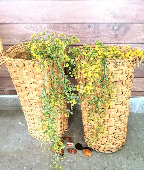 CANASTO TUBULAR MEDIANO MIMBRE CLARO CTM40 - DIAM 23 X 40 CM ALT