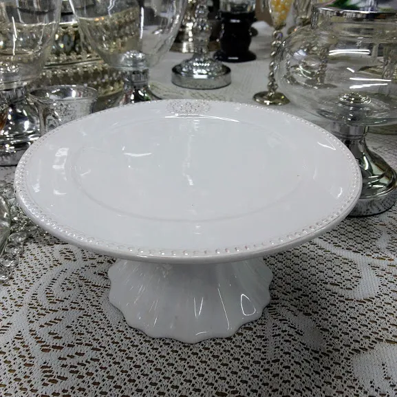 PIE DE TORTA CERAMICA FLOR de LIS CHICA  -  24 X 12 CM (CB011)