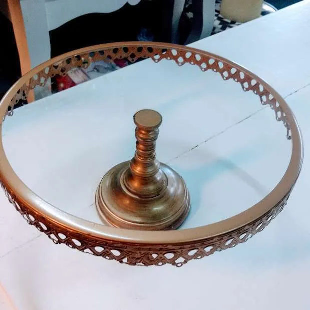 PIE DE TORTA REDONDO ORO COBRE diam 30 x 14 alt  sin Caireles (CO029)