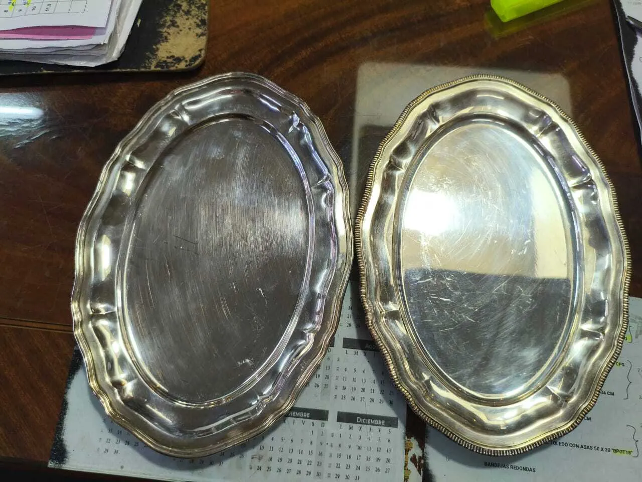  BANDEJA DE PLATA ANTIQUE  OVAL  PEQUEÑO "DEVON" Med: 25 cm x 17 cm