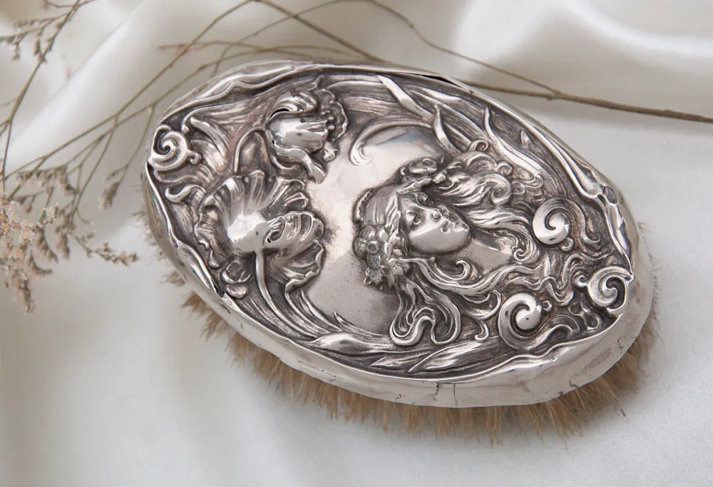 CEPILLO OVAL PLATA ART NOUVEAU