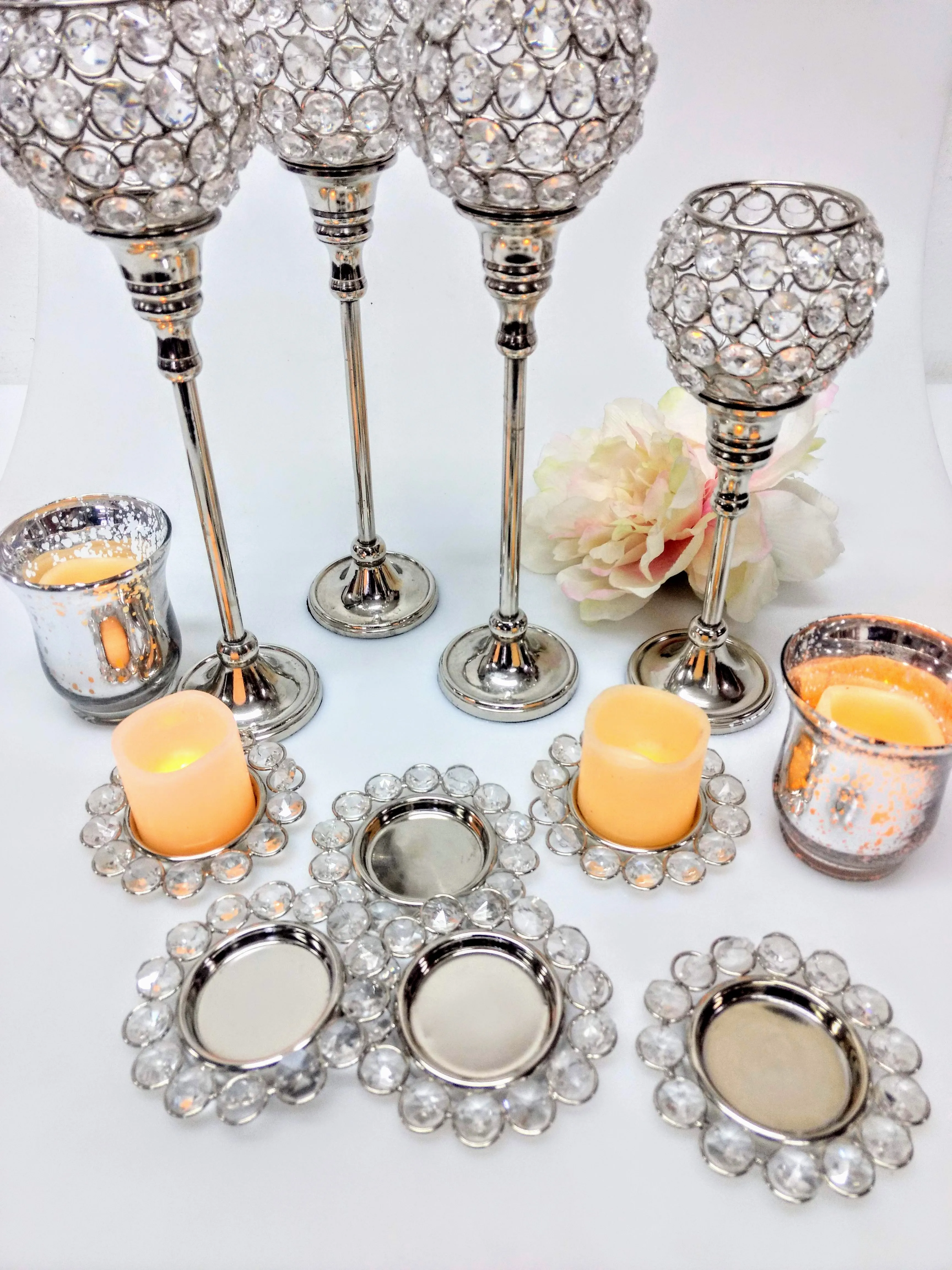 PORTA VELAS PLATA  DIAMANTE diam 5 cm  "PVPD" (CP018)