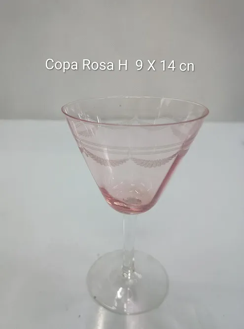 COPA CRISTAL ROSA ANTIQUE "H " Boca  9 X 14 CM alt
