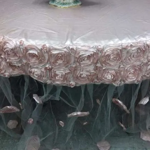 MANTEL ROSETTE  ROSA PASTEL Diam 160 cm X 1 mt