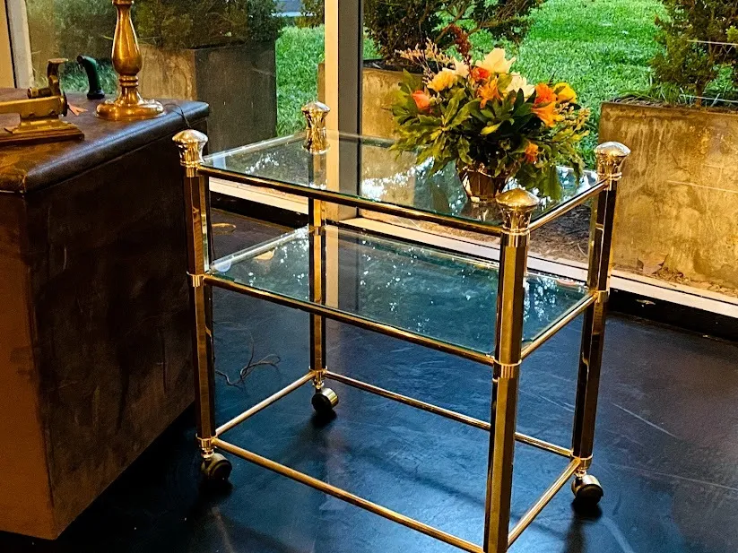 MESA CARRO BAR  BRONCE DOBLE PLANO  0.70 X 0.40 X0.75 ALT