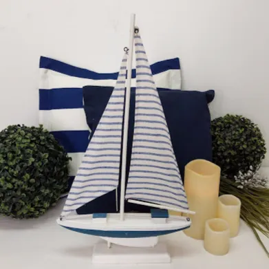 Velero rayas azul y blanco 25x46 cm