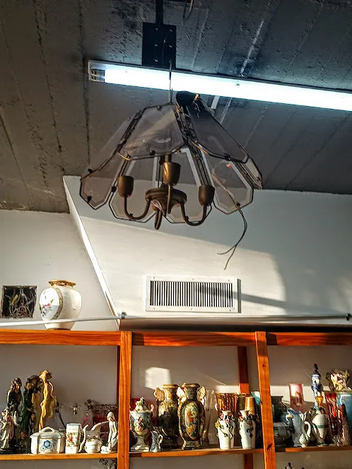 ARAÑA CRISTAL AMBAR Y BRONCE- 4 LUCES