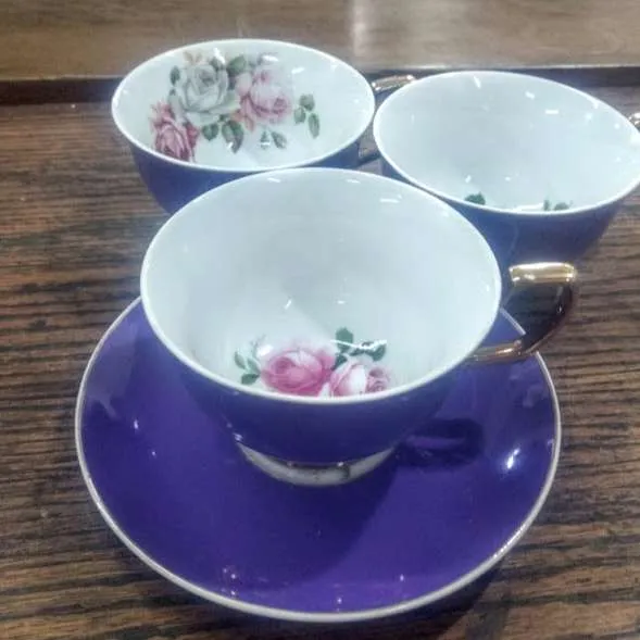 TAZA DE TÉ PREMIUM-VIOLETA CON FLOR 