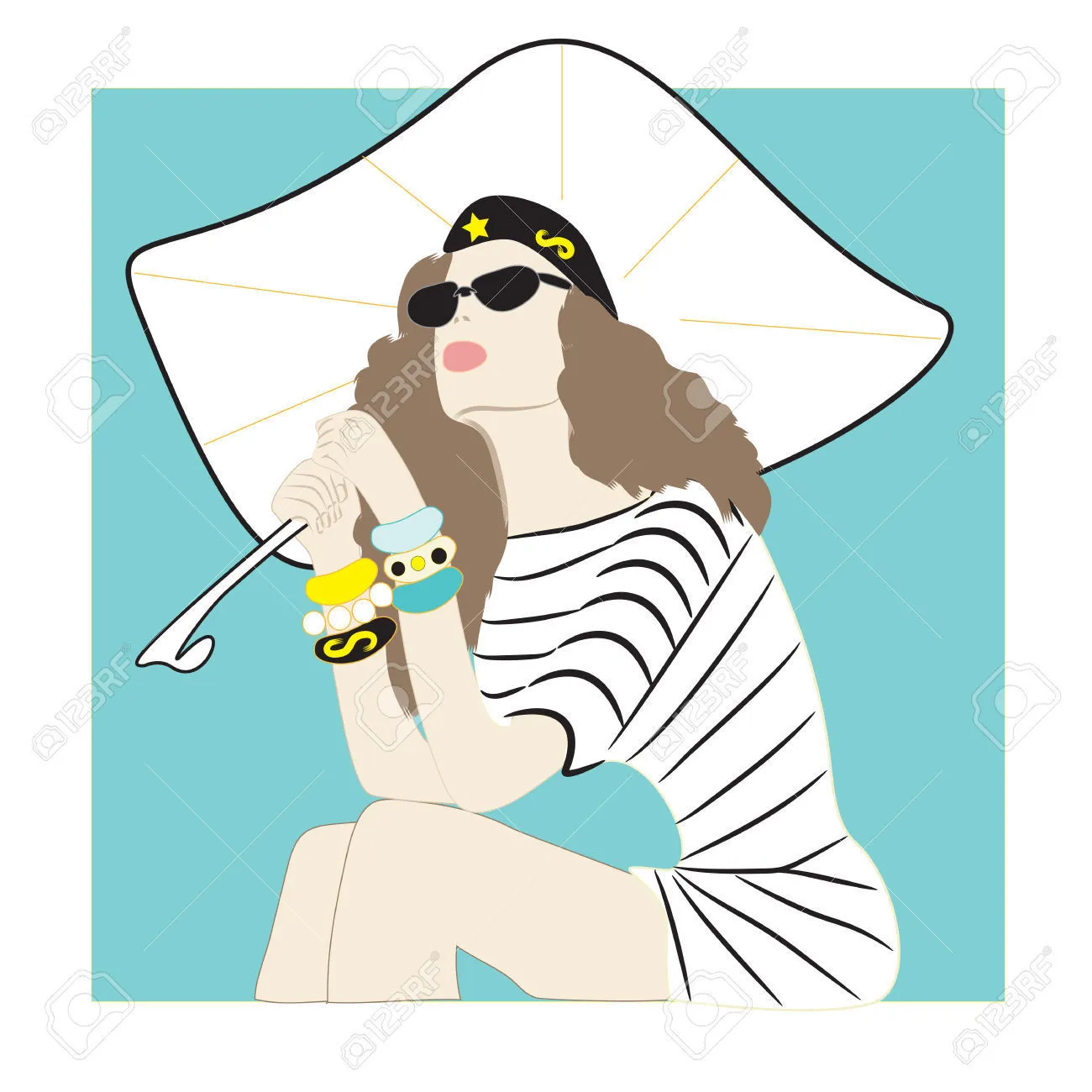 Boina  Marinero  blanco y negro 