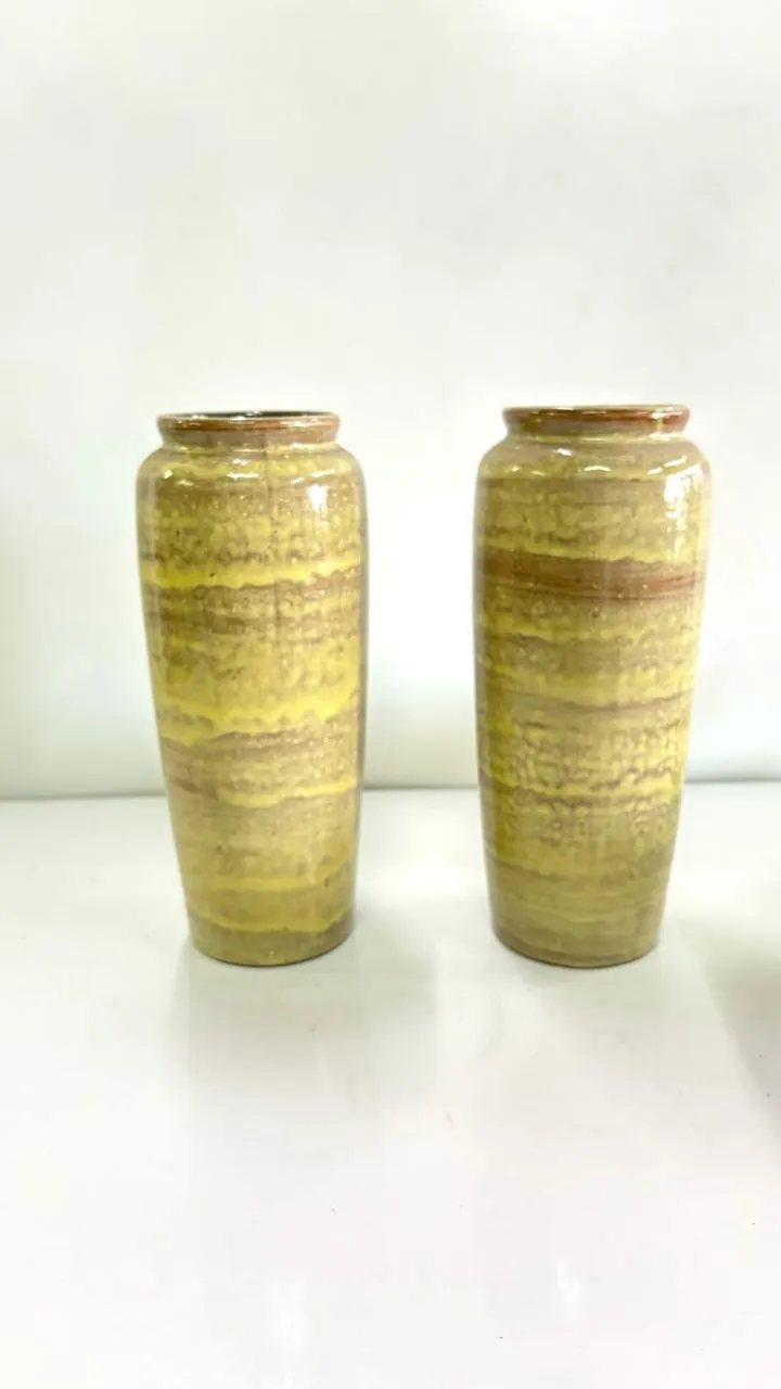 FLORERO CERAMICA TEXTURA VERDE Y MARRON 27 CM