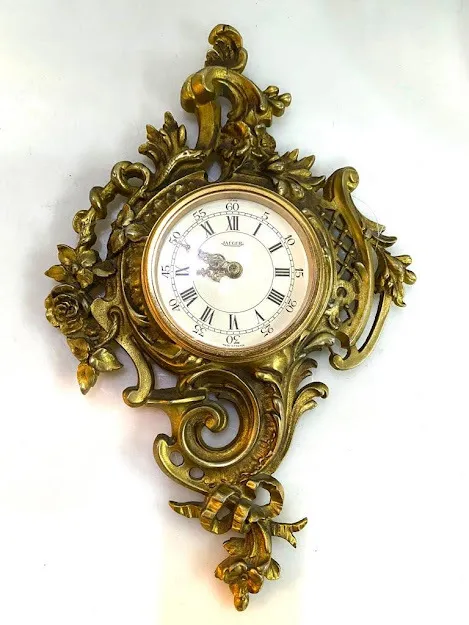 RELOJ DE PARED  FRANCES DORADO JAEGER 40 X 25 CM