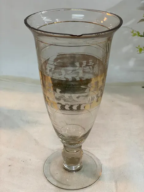 FLORERO CRISTAL GUARDA ORO HOJITAS boca 15 alt. 30 cm   FC32