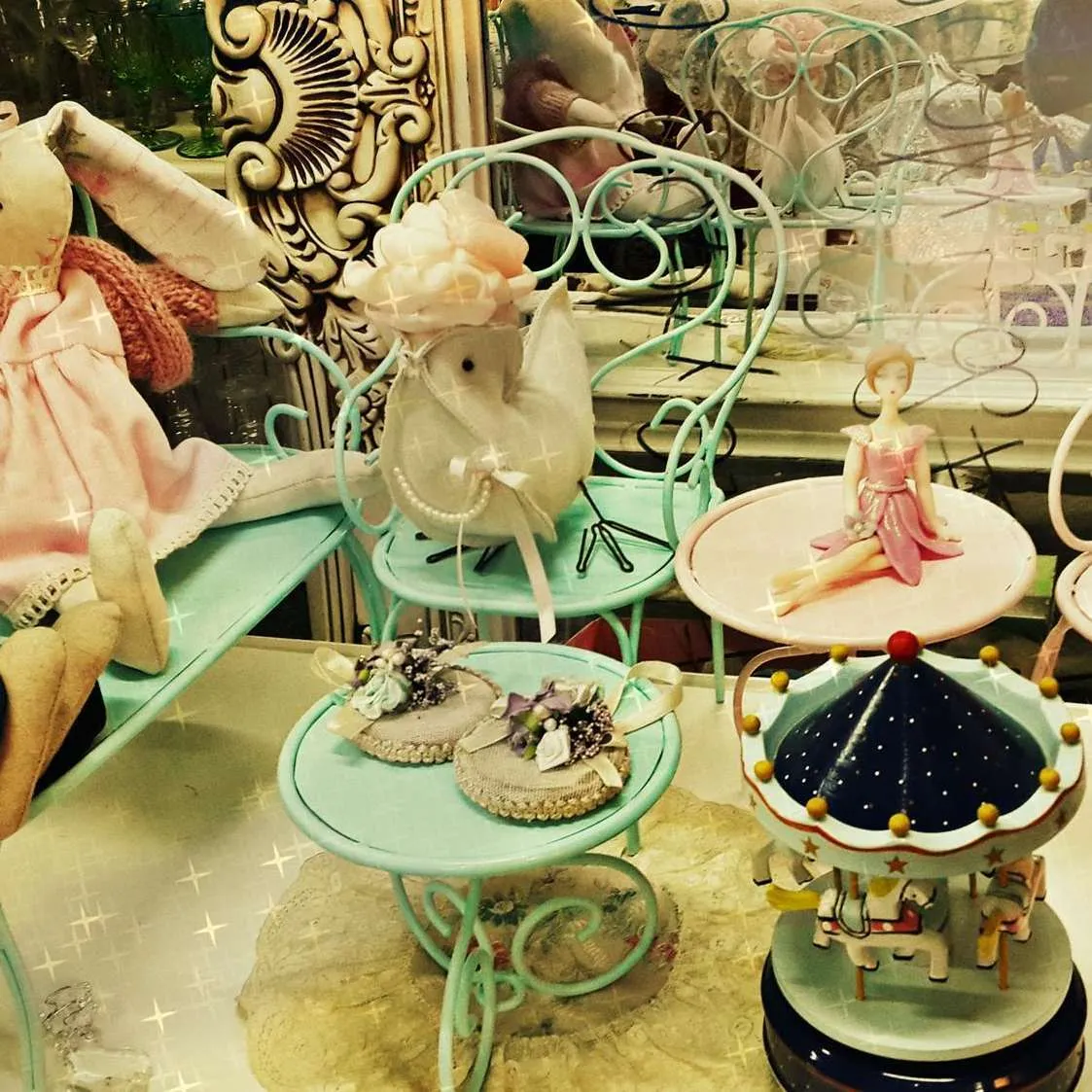 MINI MESITA JARDÍN HIERRO  AQUA - DIAM 14 CM X ALT 12 CM (CPA011)