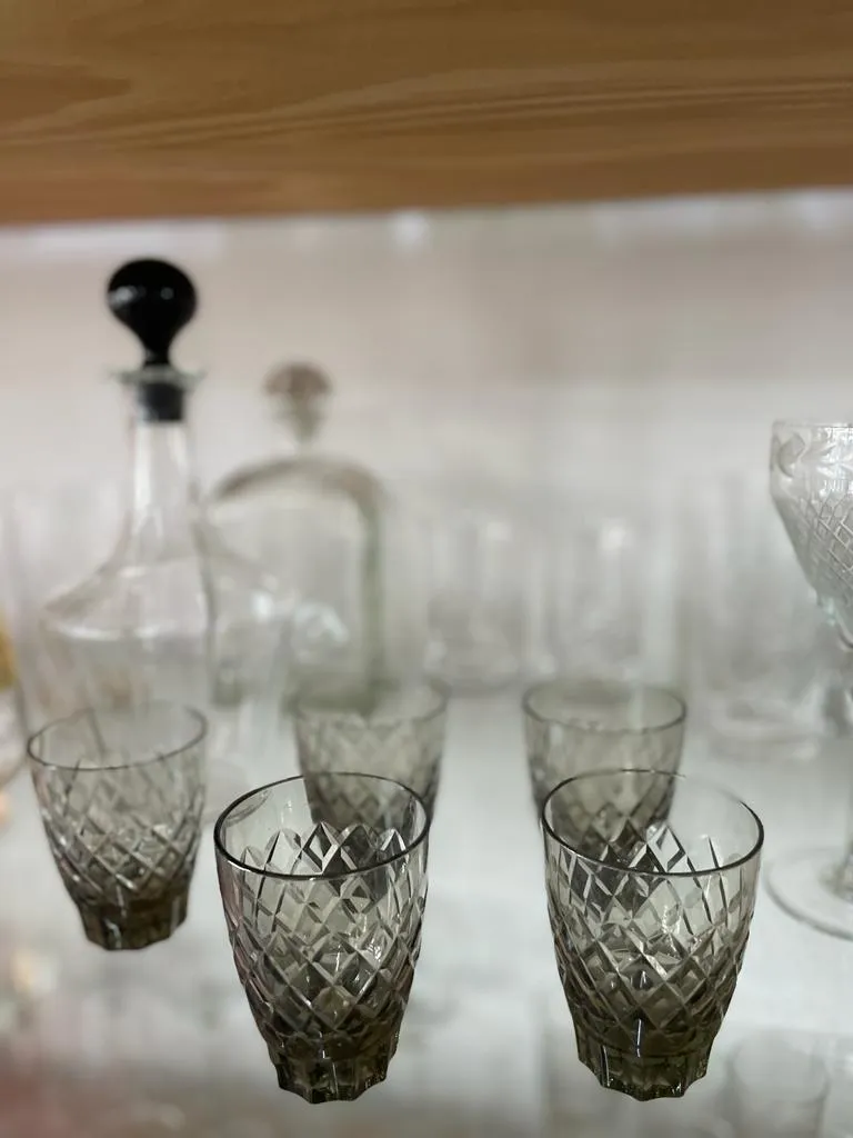 VASOS CRISTAL TALLADO FUME  BOCA 6 .ALT.8CM