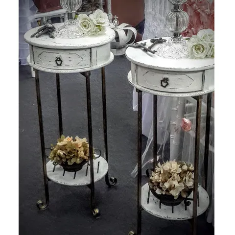 MESITA ALTA PEDESTAL  Base  Hierro (Diam  36 cm , alto 67 cm)