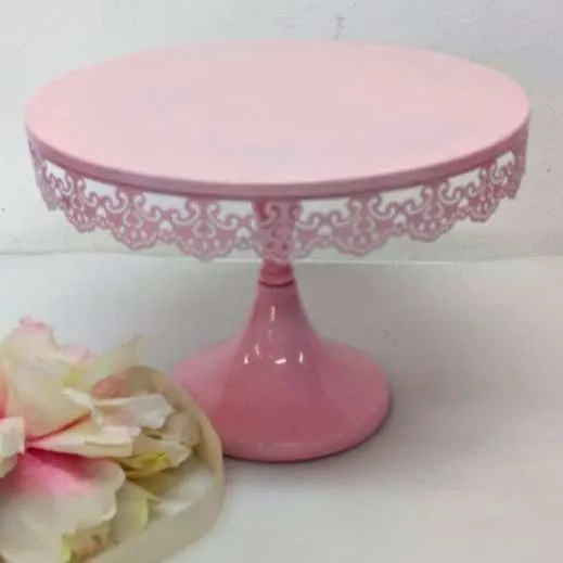 PIE DE TORTA ROSA METAL PUNTILLA Diam 25cm Alt 20 cm