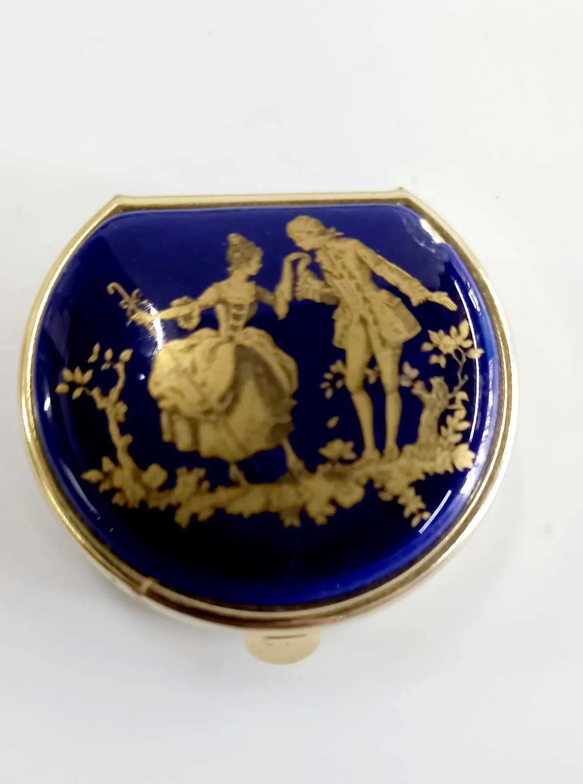 PASTILLERO LIMOGE  AZUL  Y ORO 4 X 4 CM