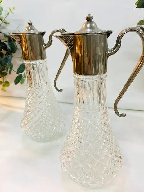 JARRA DE CRISTAL PUNTA DIAMANTE  PICO Y ASA DE PLATA  JCP1