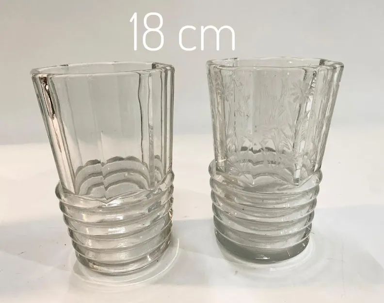 FLORERO CRISTAL ANTIGUO  ART DECO "FCA10" 11 X 18 CM