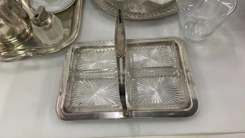 COPETINERO RECT. PLATA Y CRISTAL "CPR4"