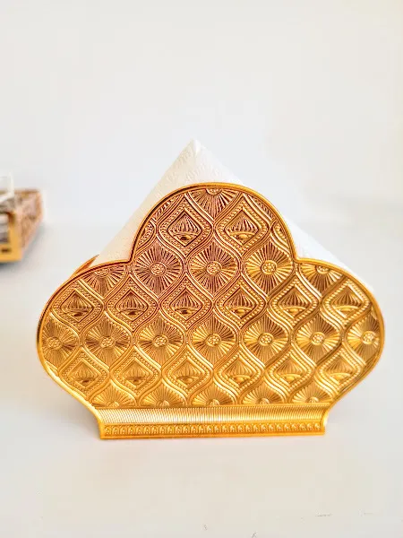 PORTA SERVILLETA  DORADA  DUBAI - 15 X 10 CM ALT.