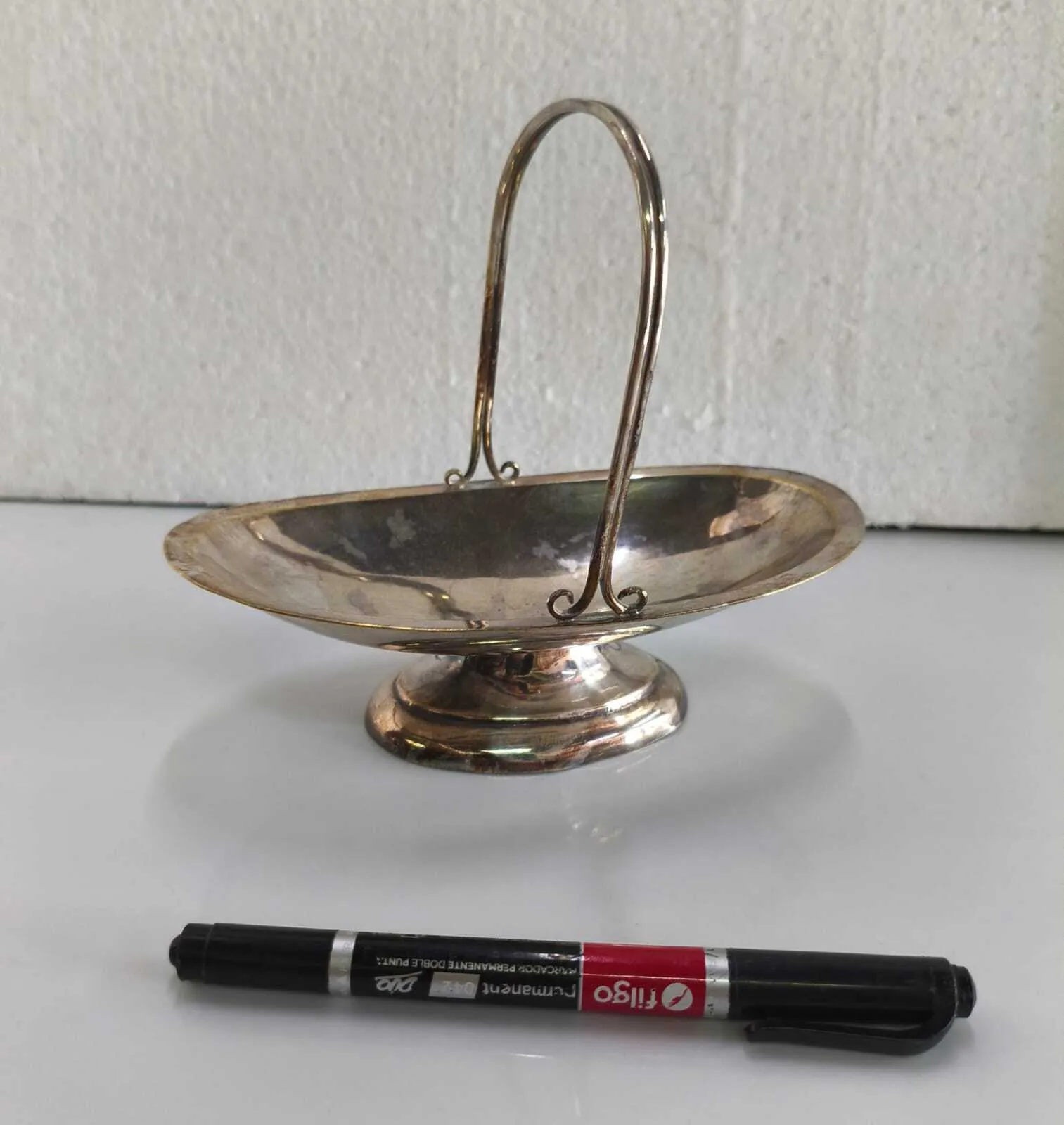 CENTRO DE PLATA ANTIQUE CANASTITA "CPAC01 " 16 X 9 X 15 CM ALT