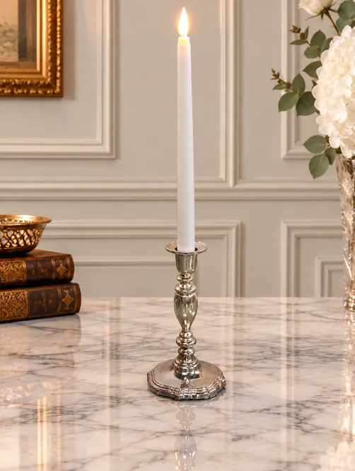 Candelabros 1 vela Plata Classic : Dim: 2cm, Alto  18 cm  