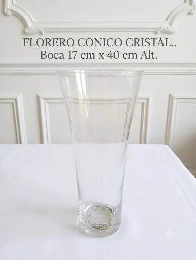 Florero CONICOS CRISTAL -40 CM ALTO boca: 17cm; base 11 cm