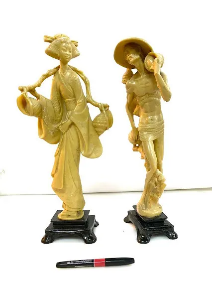 FIGURAS PAREJA CHINOS SIMIL MARFIL . ALT .60 CM