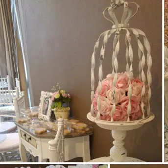 JAULA  CON PIE CORONA  SHABBY 