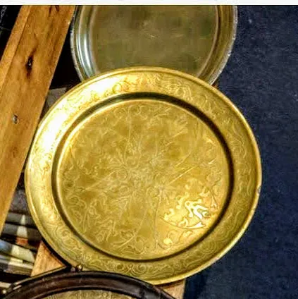 BANDEJA DE BRONCE CON TEXTOS ORIENTAL diam 40 cm  BO 2