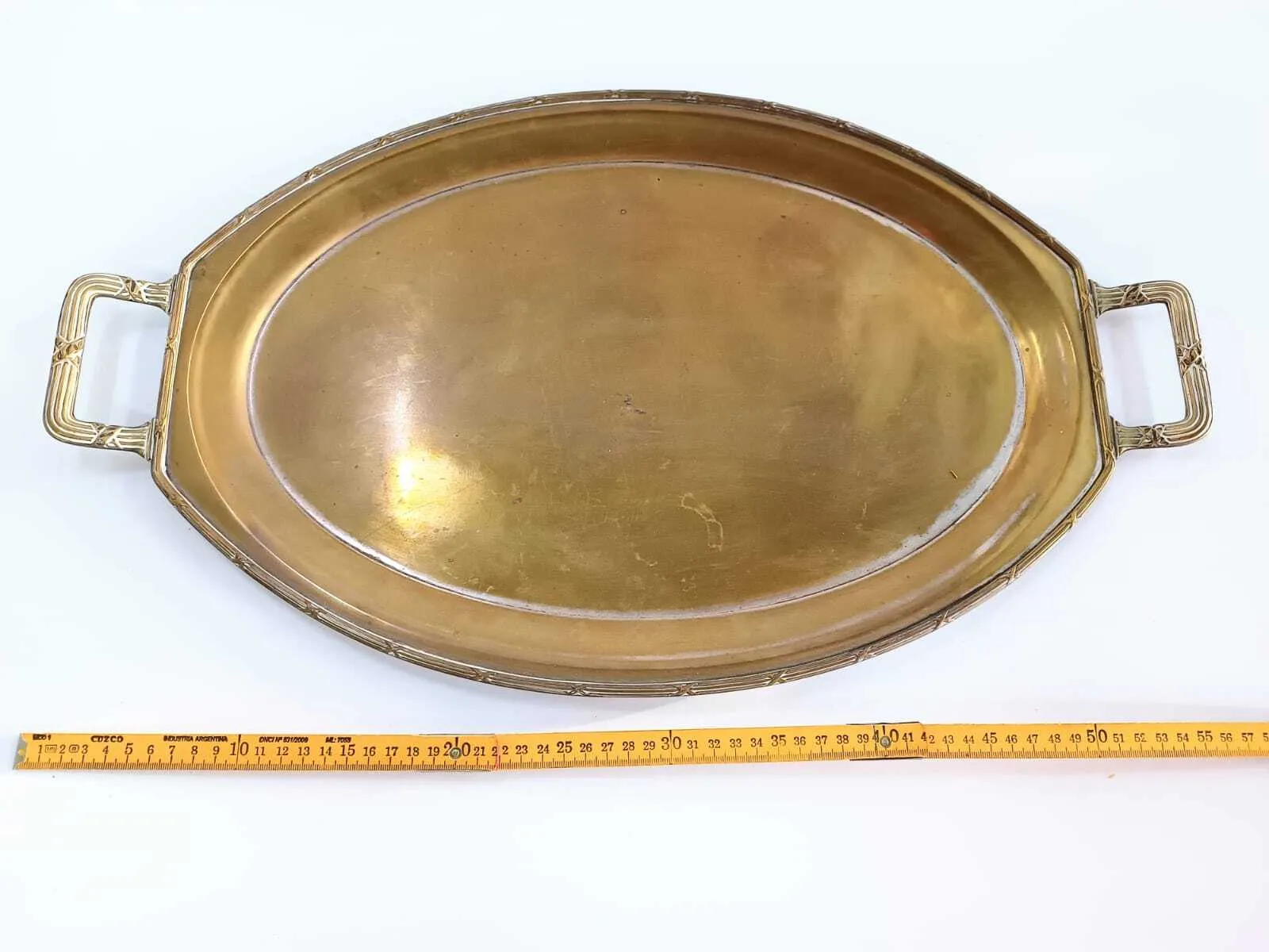 BANDEJA BRONCE OVAL CON ASAS 58 X 34 CM " BBO58"