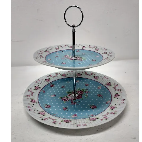 Porta  Masas  de 2 Pisos Florcitas  Celeste   "PM CRR"