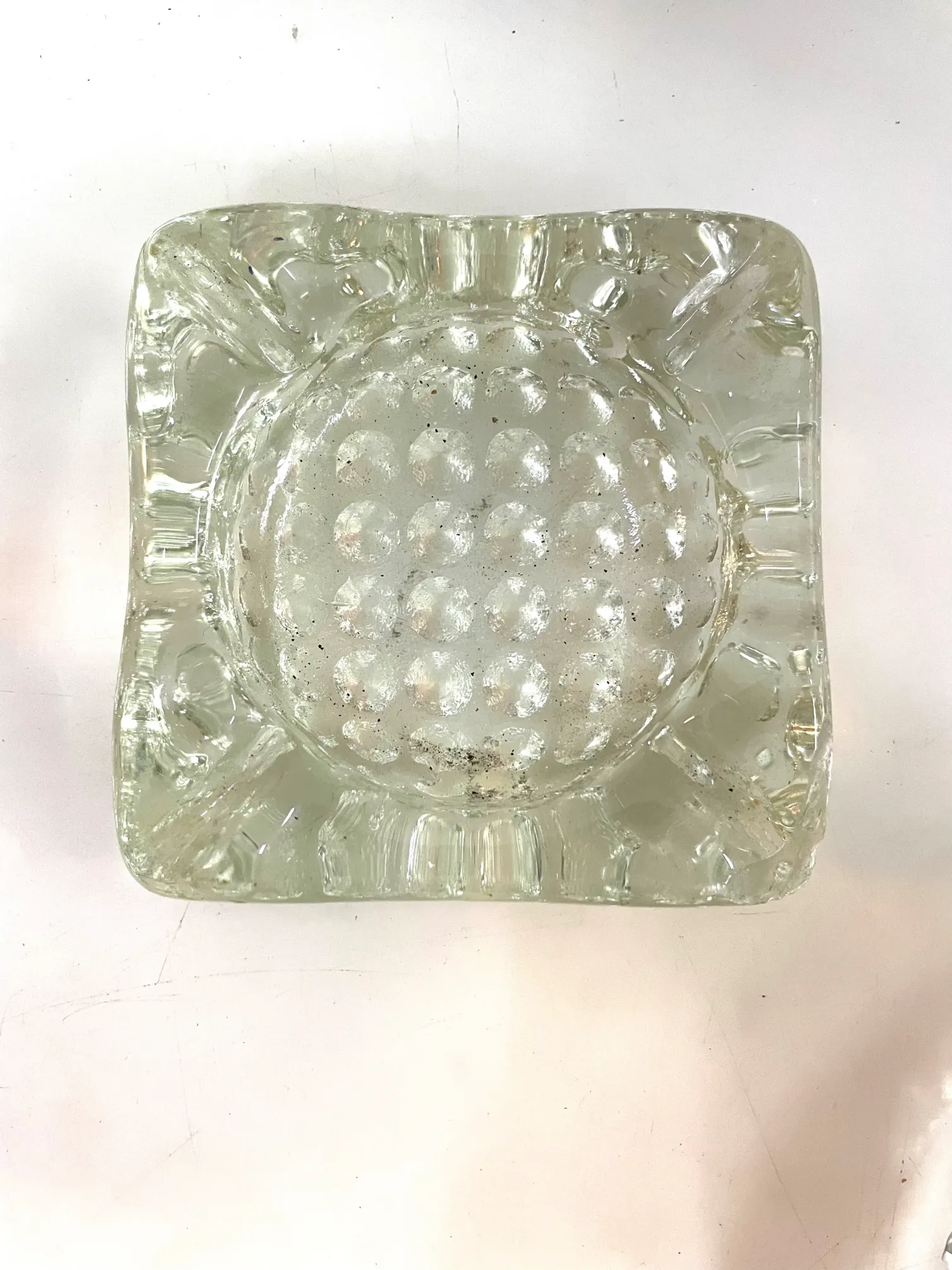 CENICERO CRISTAL CUADRADO PUNTITOS