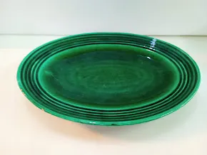 FUENTE OVAL CERAMICA ESMALTADA VERDE "FCEV" 44X32 CM
