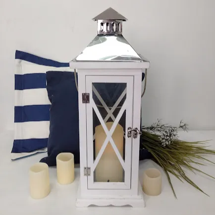 FANAL NAUTICO  BLANCO CON PLATEADO 46 X 17 CM 