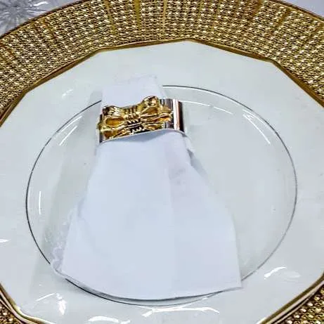 SERVILLETEROS PLATA MOÑO ORO