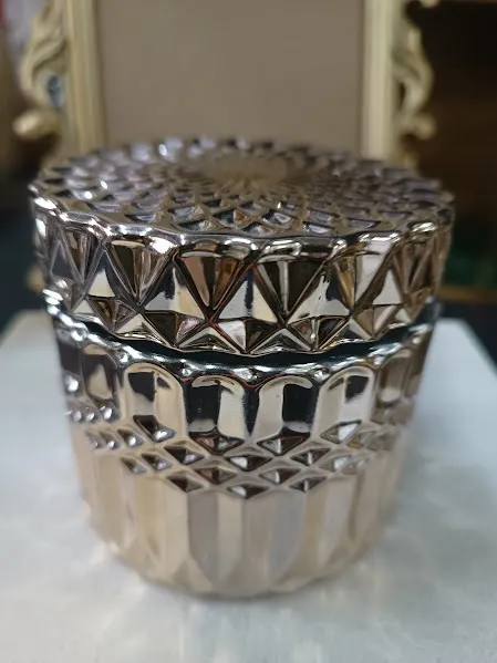 CARAMELERA DE CRISTAL  ORO TORNASOL  9 X 9 CM 