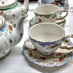 TAZA DE TÉ VINTAGE -FLORCITA  CELESTE 