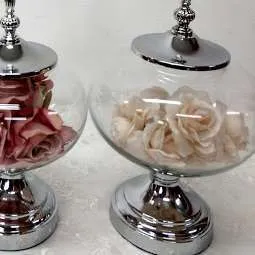 BOMBONERA 3 CRISTAL CON PLATA  "BCP7"  Diam 10 cm ALTO 35 CM