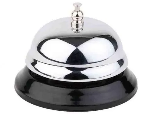 TIMBRE DE HOTEL PLATIL BASE NEGRA -  diam 8,5 cm